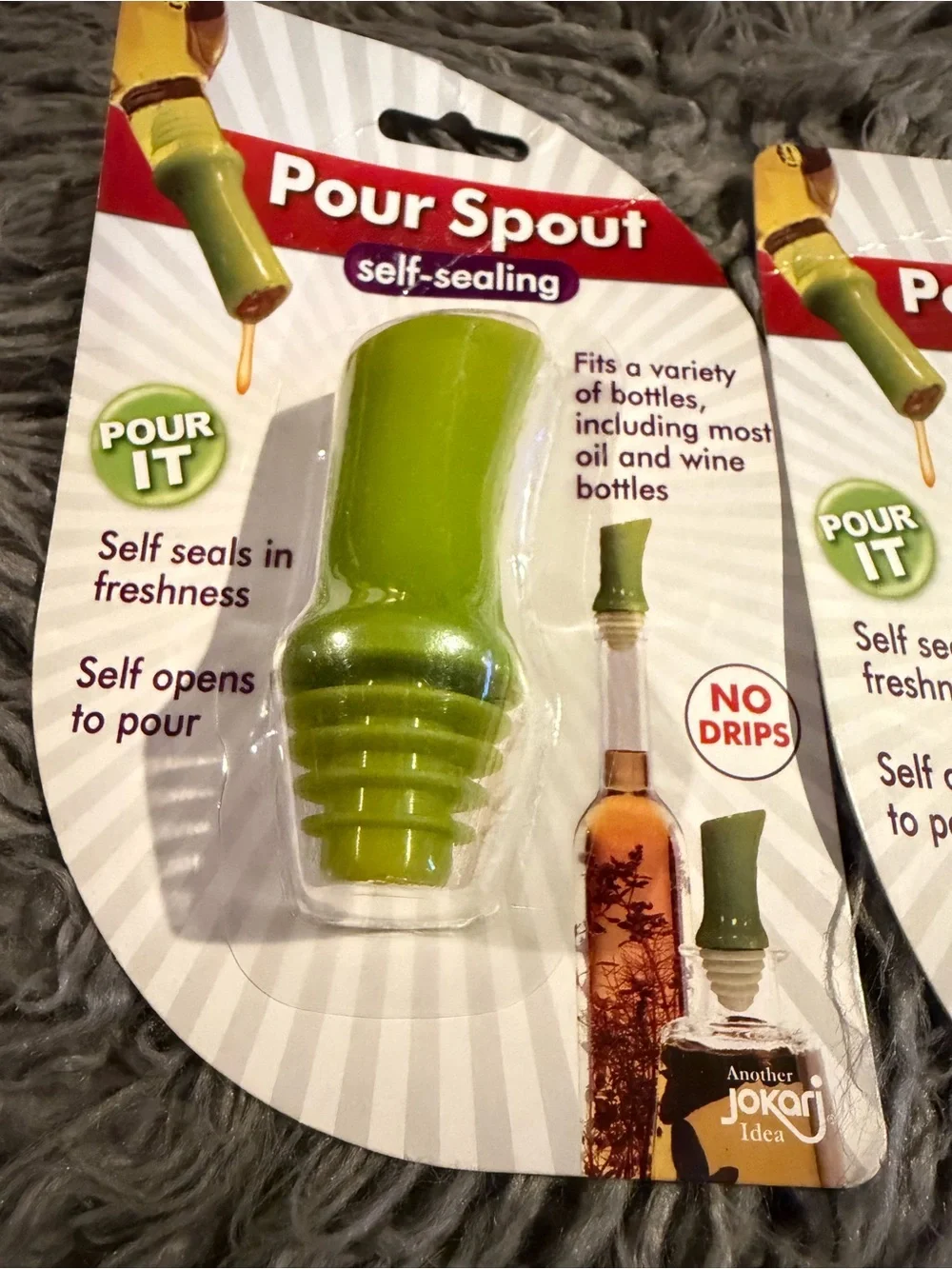 Jokari Pour Spout Self-Sealing No Drip Oil & Wine Bottle Pourers Set of 2